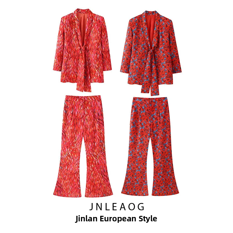JNLEAOG Summer New Women's Fashion Suit Set Two-color Printed Wide-leg Pants Long-sleeve Blouse Elegant Professional Outfit
JNLEAOG Summer New Women's Fashion Suit Set Two-color Printed Wide-leg Pants Long-sleeve Blouse Elegant Professional Outfit