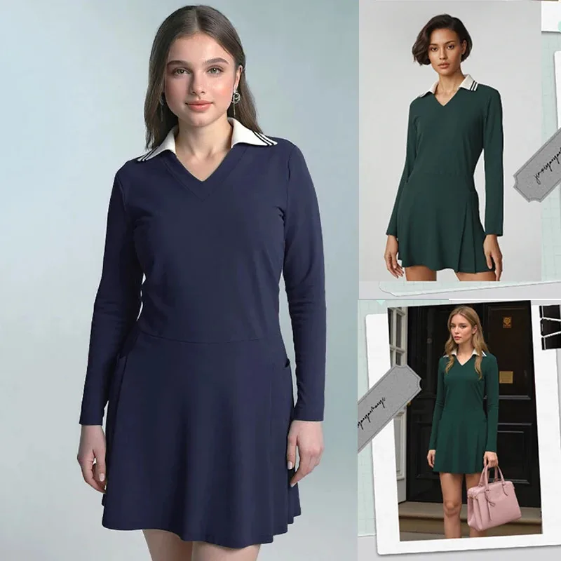 Женское теннисное платье с длинными рукавами и v-образным вырезом, спортивное повседневное платье с шортами, женское винтажное платье для гольфа на зиму
Женское теннисное платье с длинными рукавами и v-образным вырезом, спортивное повседневное платье с шортами, женское винтажное платье для гольфа на зиму