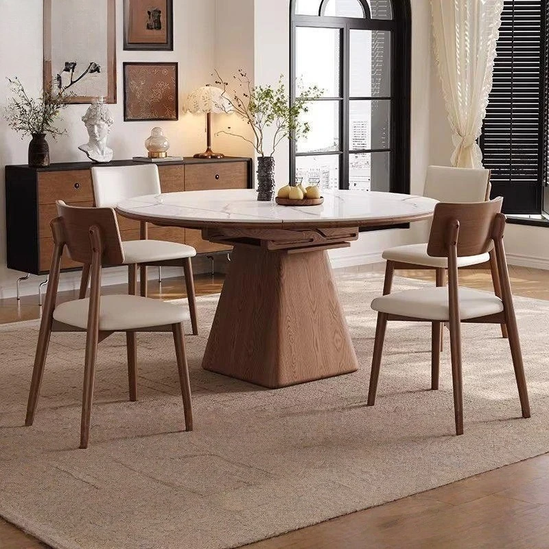 Rock slab dining table and chair combination square and round dual-purpose household small apartment telescopic folding solid wo
Rock slab dining table and chair combination square and round dual-purpose household small apartment telescopic folding solid wo