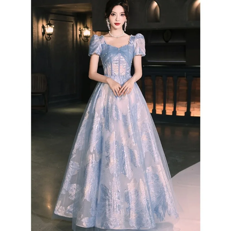 Blue Banquet Evening Dress 2025 New Summer French Style Long Adult Dress Elegant One Shoulder Party Dress for Outdressing
Blue Banquet Evening Dress 2025 New Summer French Style Long Adult Dress Elegant One Shoulder Party Dress for Outdressing