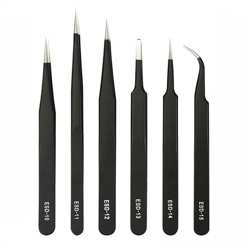 6Pcs Anti-static stainless steel forceps black precision forceps beads rhinestone jewelry accessories tool set
6Pcs Anti-static stainless steel forceps black precision forceps beads rhinestone jewelry accessories tool set