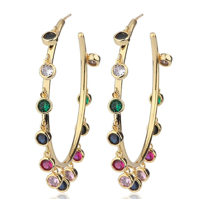 Women colorful zircon circular gold plated ring earrings hoop elegant fashion jewelry for ladies
Women colorful zircon circular gold plated ring earrings hoop elegant fashion jewelry for ladies
