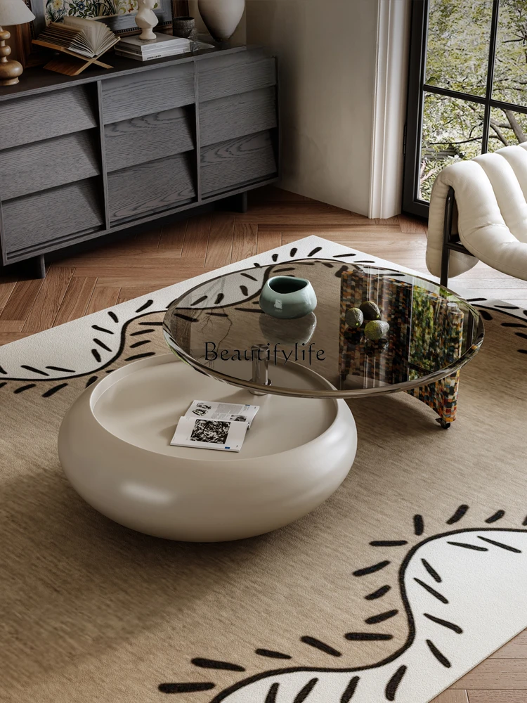 Italian rotating coffee table art round baking paint high-end living room multi-functional storage
Italian rotating coffee table art round baking paint high-end living room multi-functional storage