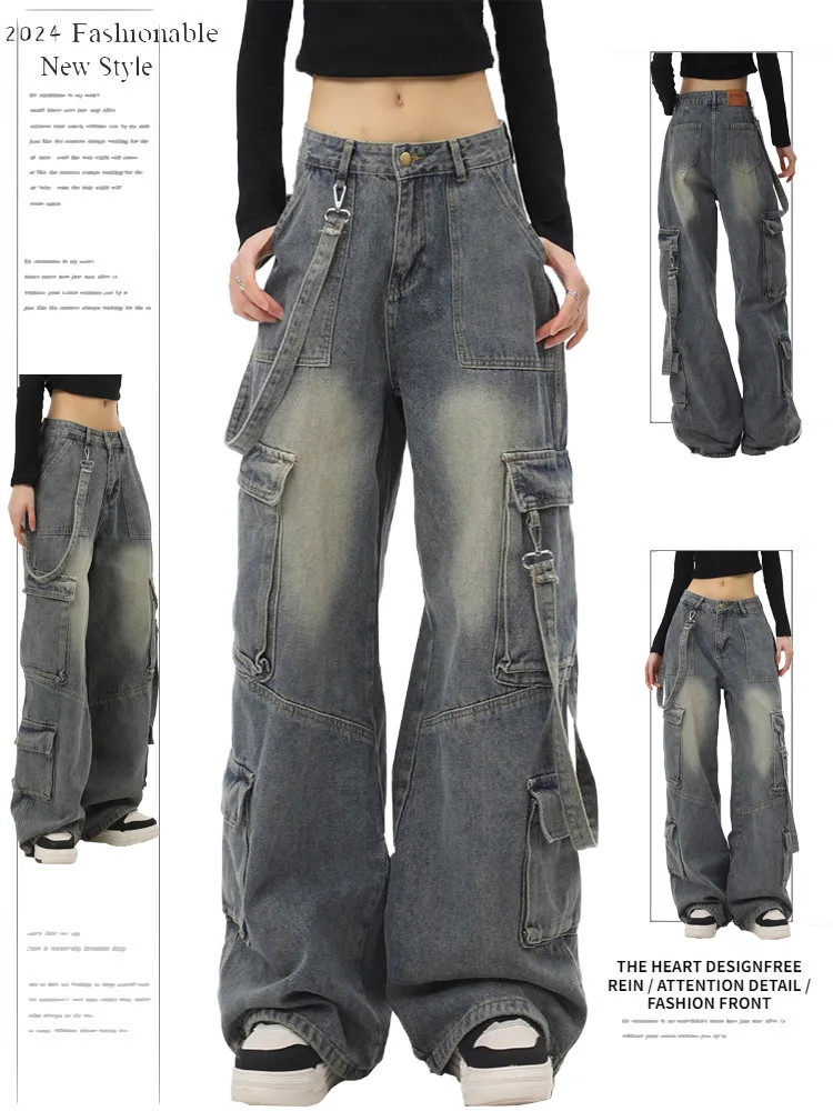 American Vibe Retro High Street Multi Pocket Workwear Denim Pants Women Design Sensation Loose Wide Leg Floor Length Tr...
American Vibe Retro High Street Multi Pocket Workwear Denim Pants Women Design Sensation Loose Wide Leg Floor Length Tr...