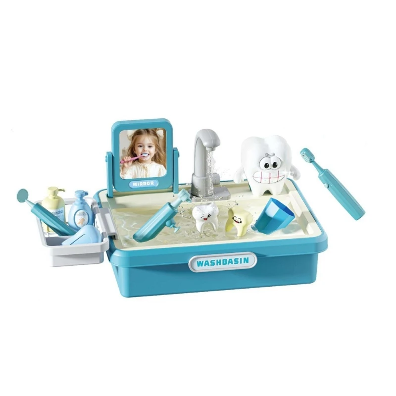 Children Dentist Toy Sink Set, Plastic Water Basin with Mirror, Faucet, Toothbrush and Tooth Props Set for Kids 15UB
Children Dentist Toy Sink Set, Plastic Water Basin with Mirror, Faucet, Toothbrush and Tooth Props Set for Kids 15UB