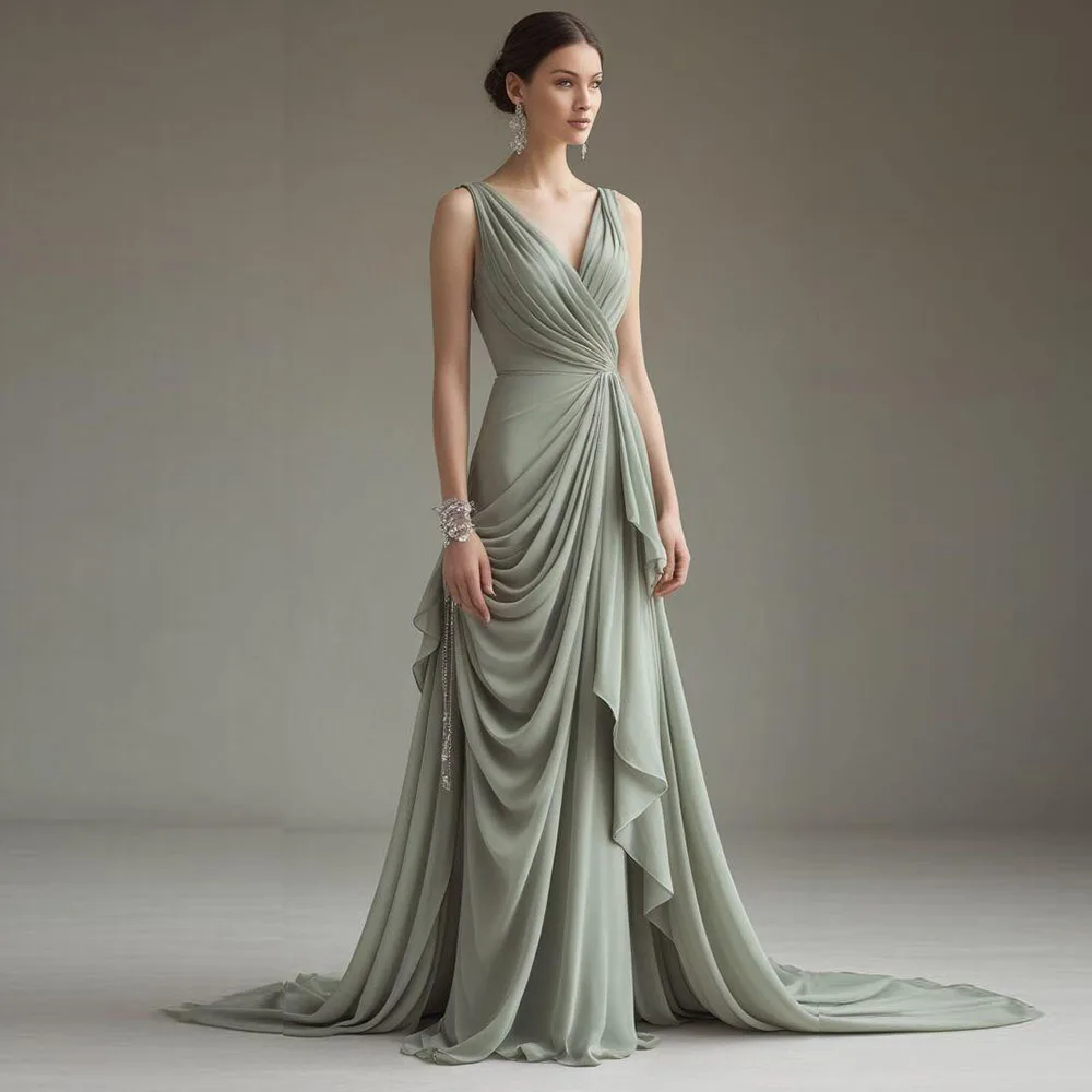 Green Exquisite Evening Dresses Strapless Sleeveless V Neck Tiered Pleat High Quality Banquet Celebrity Female Gowns Classic
Green Exquisite Evening Dresses Strapless Sleeveless V Neck Tiered Pleat High Quality Banquet Celebrity Female Gowns Classic