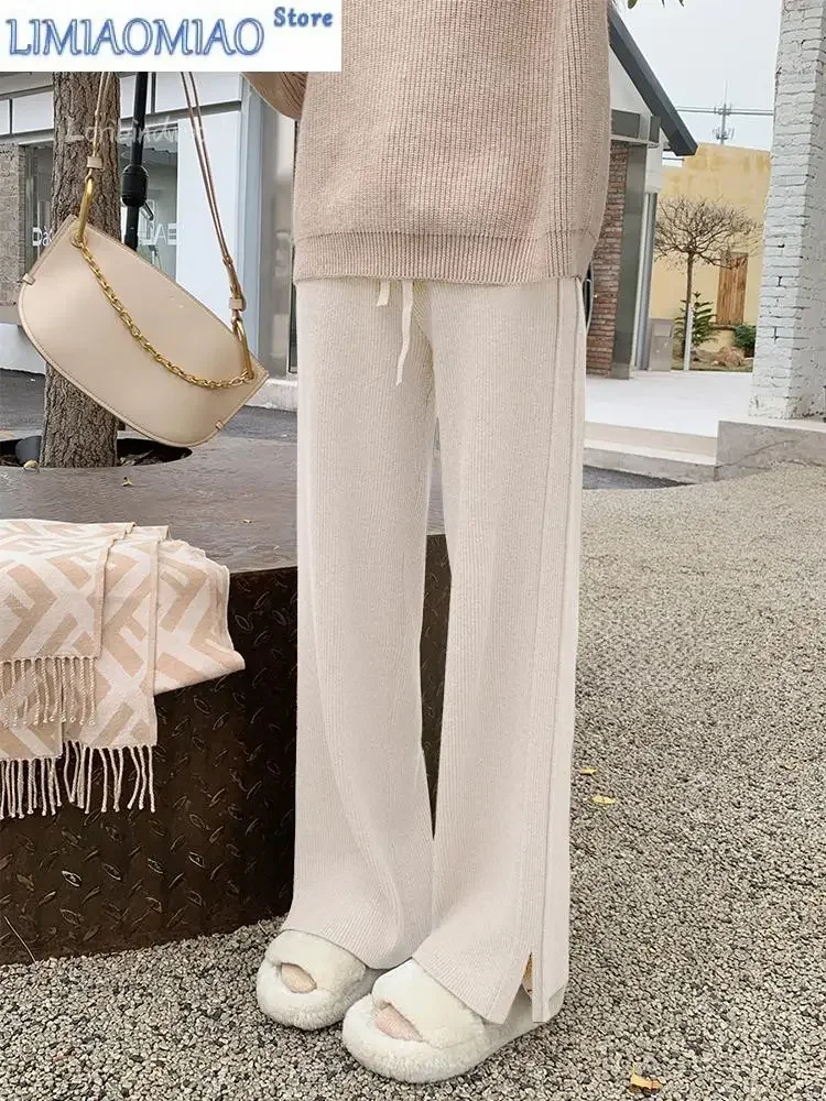 New Autumn Winter Knitted Pants New High Waist Drawstring Pit Strip Straight Slit Trousers for Casual Warmth
New Autumn Winter Knitted Pants New High Waist Drawstring Pit Strip Straight Slit Trousers for Casual Warmth