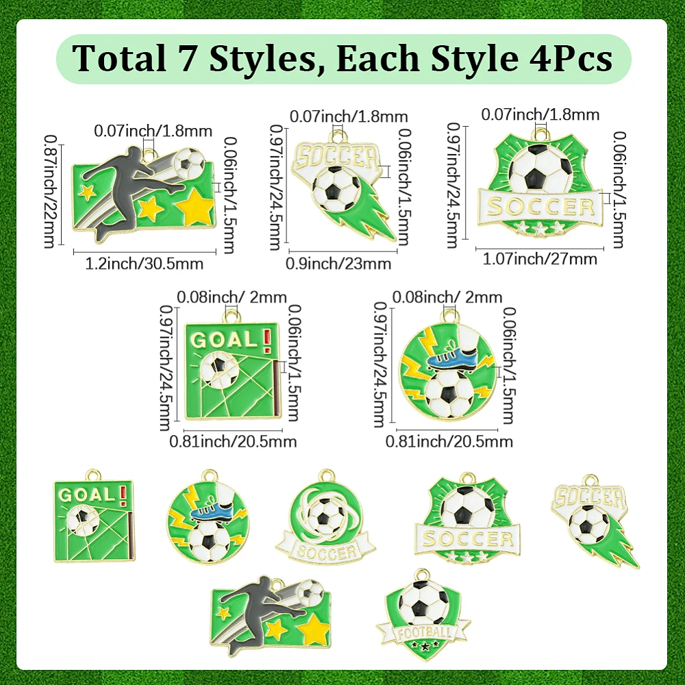 28Pcs 7 Styles Alloy Enamel Pendants Light Gold Football Themes Mixed Shapes 22~24.5x20.5~30.5x1.5mm Hole: 1.8~2mm 4pcs/setyle
28Pcs 7 Styles Alloy Enamel Pendants Light Gold Football Themes Mixed Shapes 22~24.5x20.5~30.5x1.5mm Hole: 1.8~2mm 4pcs/setyle