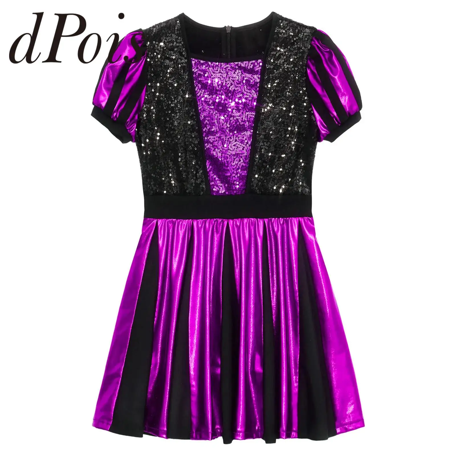 Girls Shiny Sequins Color Block Metallic Dress Musical Stage Performance Dancewear Queen Fancy Dress Kids School Show Costume
Girls Shiny Sequins Color Block Metallic Dress Musical Stage Performance Dancewear Queen Fancy Dress Kids School Show Costume
