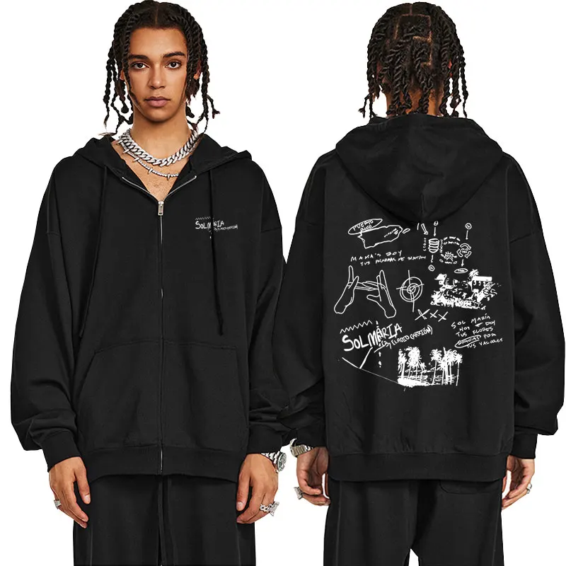 Rapper Eladio Carrion Sol Maria Zipper Hoodie Male Casual Fleece Zip Up Jacket Men Hip Hop Vintage Oversized Zip Up Sweatshirt
Rapper Eladio Carrion Sol Maria Zipper Hoodie Male Casual Fleece Zip Up Jacket Men Hip Hop Vintage Oversized Zip Up Sweatshirt