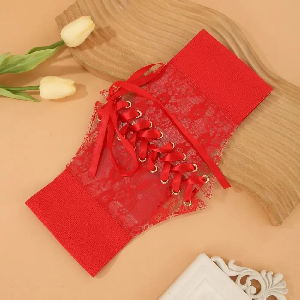 Flower Embroidery Lace-up Corset Belt Wide Lace Transparent Lace Elastic Waistband Punk Style High Waist Women's Cummerbunds
Flower Embroidery Lace-up Corset Belt Wide Lace Transparent Lace Elastic Waistband Punk Style High Waist Women's Cummerbunds