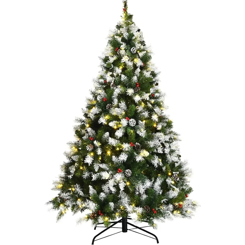 Pre-lit Artificial Christmas Tree, Hinged Snow Flocked Xmas Tree w/Pine Cones, Red Berries & 250 LED Lights, 8 Lighting Modes
Pre-lit Artificial Christmas Tree, Hinged Snow Flocked Xmas Tree w/Pine Cones, Red Berries & 250 LED Lights, 8 Lighting Modes