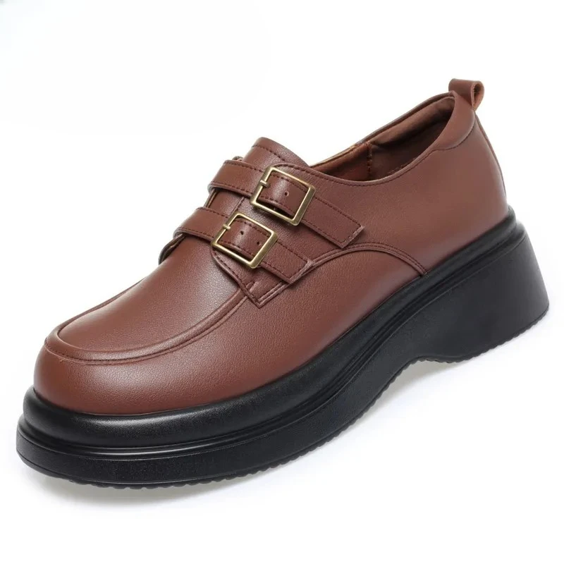 Women's Belt Buckle Loafer Shoes High Quality Genuine Leather Woman's Leather Shoes British Style Women's Casual Platform Shoes
Women's Belt Buckle Loafer Shoes High Quality Genuine Leather Woman's Leather Shoes British Style Women's Casual Platform Shoes