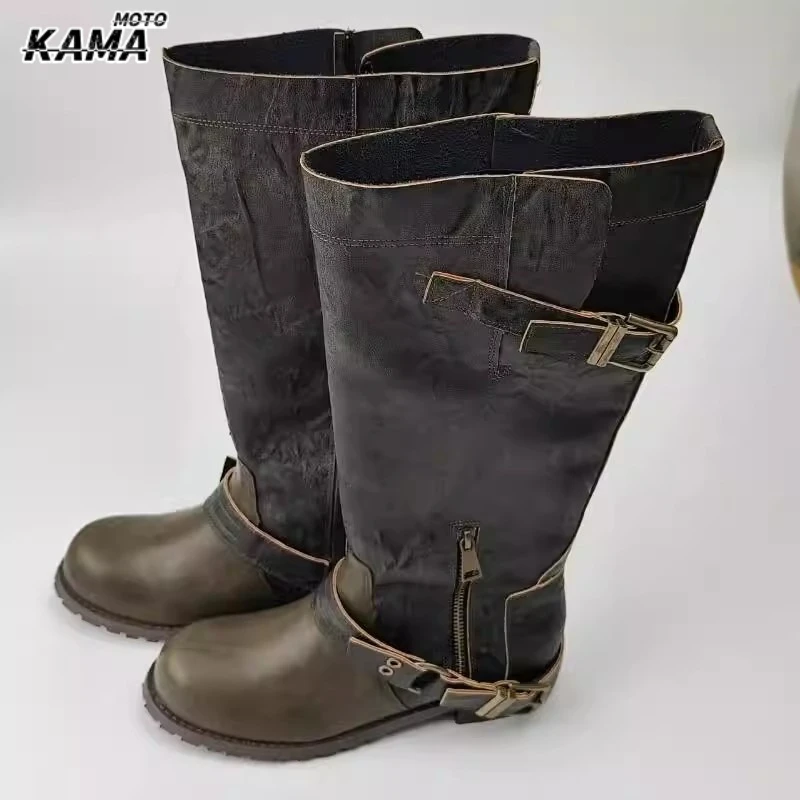 Vintage Green Leather Flats Knee High Boots Women's Buckled Round Toe Cool Knight Boots Botas Mujer Designer Causal Dress Shoes
Vintage Green Leather Flats Knee High Boots Women's Buckled Round Toe Cool Knight Boots Botas Mujer Designer Causal Dress Shoes