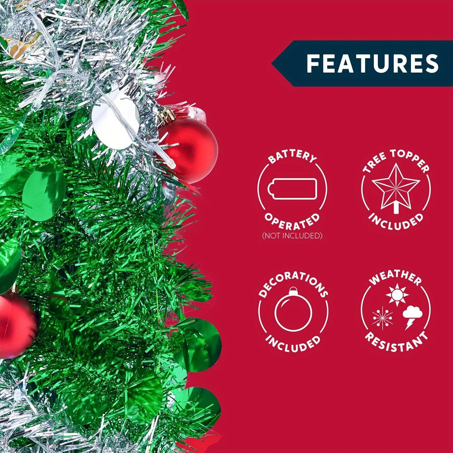 5ft Pop Up Christmas Green Tree with Lights, Collapsible Tinsel Christmas Tree Decorations with 50 Multicolor LED Lights and Ball Ornaments for Home Holiday Party Indoor Decor
5ft Pop Up Christmas Green Tree with Lights, Collapsible Tinsel Christmas Tree Decorations with 50 Multicolor LED Lights and Ball Ornaments for Home Holiday Party Indoor Decor