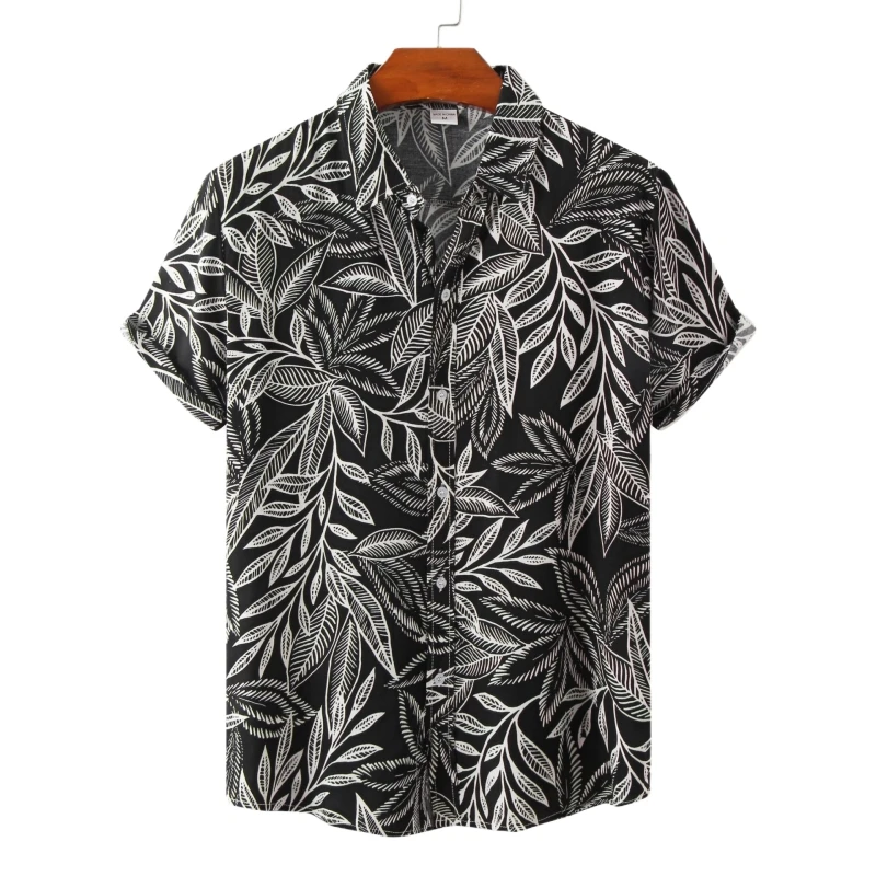

Hawaiian Shirts For Men Shirt Fashion Tiki Blouses Social Cotton Polo Luxury Clothing Men's Genuine T-shirts Man Free Shipping