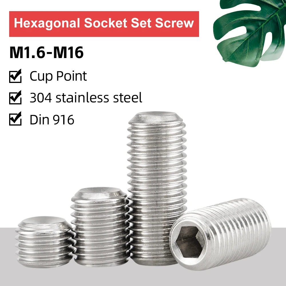 Hex Socket Cup Point Grub Screw M1.6 M2 M2.5 M3 M4 M5 M6 M8 M10 M12 M16 304 Stainless Steel Allen Key Headless Set Screw
Hex Socket Cup Point Grub Screw M1.6 M2 M2.5 M3 M4 M5 M6 M8 M10 M12 M16 304 Stainless Steel Allen Key Headless Set Screw
