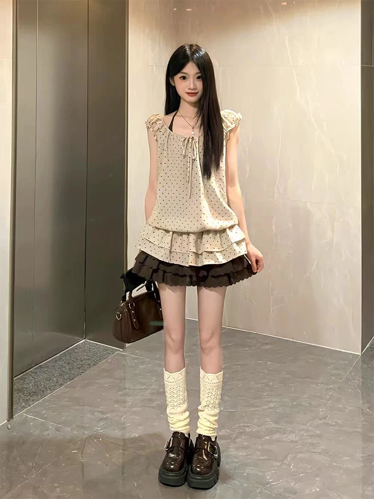 Korean Sweet Polka Dot Knot Sleeveless Top Women Summer 2026 New Caramel Cake Short Skirt Two Piece Set Fashion Ens...
Korean Sweet Polka Dot Knot Sleeveless Top Women Summer 2026 New Caramel Cake Short Skirt Two Piece Set Fashion Ens...