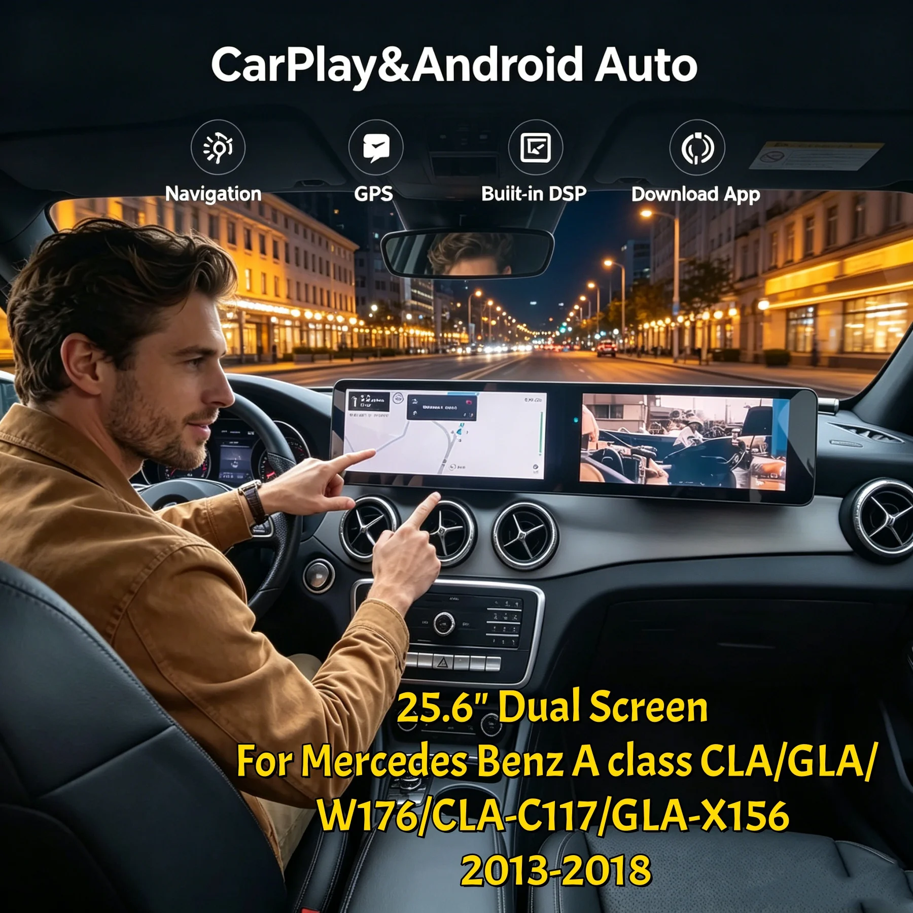 24.6inch Dual Screen Car Multimedia Video Player For Mercedes Benz A Class CLA GLA X156 2013-2018 Android Carplay DSP Stereo GPS
24.6inch Dual Screen Car Multimedia Video Player For Mercedes Benz A Class CLA GLA X156 2013-2018 Android Carplay DSP Stereo GPS