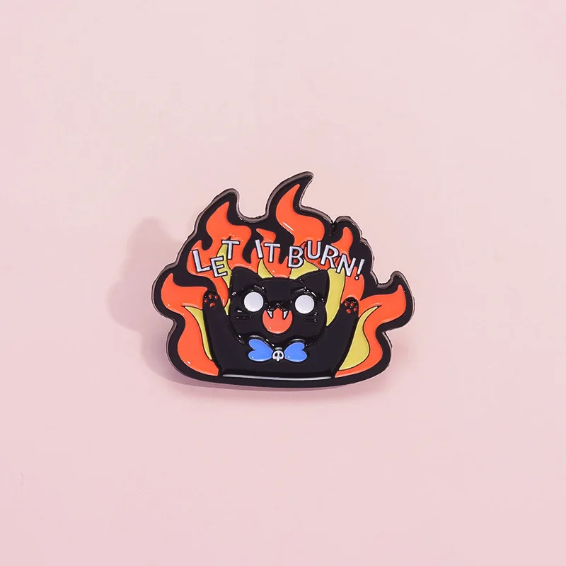 Let It Burn Fire Balck Cat Enamel Brooches Custom Cute Kitty Lapel Pins Vampire Bat Badges Backpack Jewelry Gifts For Friends
Let It Burn Fire Balck Cat Enamel Brooches Custom Cute Kitty Lapel Pins Vampire Bat Badges Backpack Jewelry Gifts For Friends