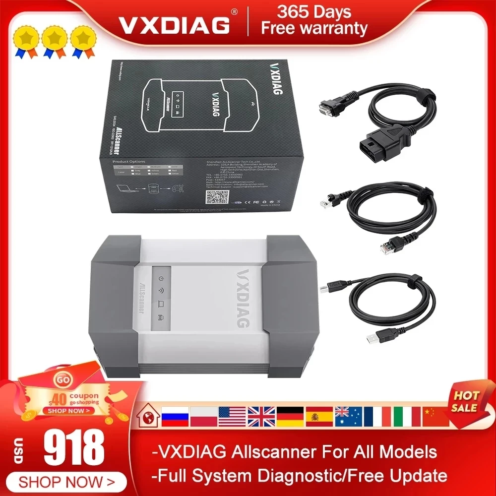 VXDIAG Allscanner для всех моделей 13 в 1 OBD2, полный диагностический инструмент системы, программирование ECU, активация теста, поддержка протокола J2534
VXDIAG Allscanner для всех моделей 13 в 1 OBD2, полный диагностический инструмент системы, программирование ECU, активация теста, поддержка протокола J2534