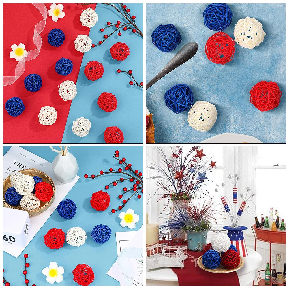 15Pcs 6cm Delicate Rattan Woven Balls Bright Color Independence Day Adornment Home Decor Independence Day Decoration
15Pcs 6cm Delicate Rattan Woven Balls Bright Color Independence Day Adornment Home Decor Independence Day Decoration