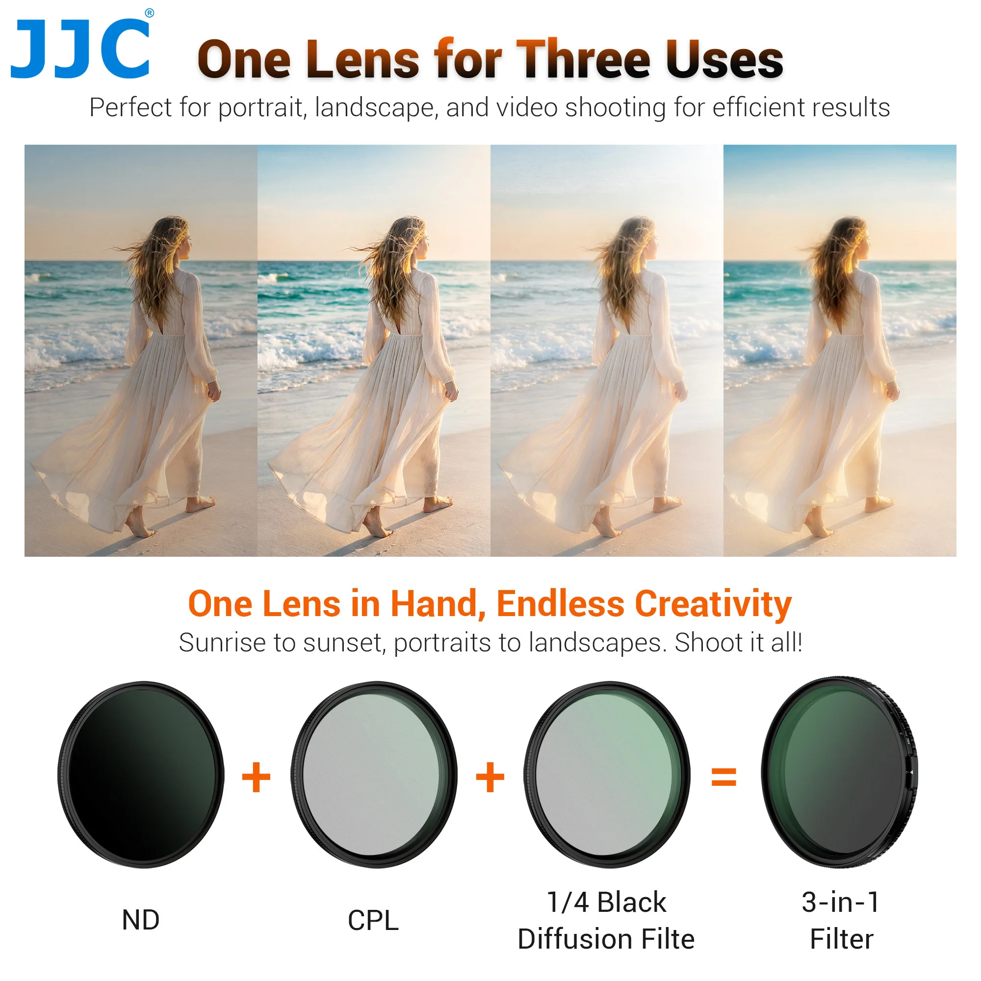 True Color 49mm 52mm 55mm 58mm 62mm 67mm 72mm 77mm 82mm Variable ND filter ND2-32 CPL 1/4 Black Mist Filter 3 IN 1 with Lens Cap
True Color 49mm 52mm 55mm 58mm 62mm 67mm 72mm 77mm 82mm Variable ND filter ND2-32 CPL 1/4 Black Mist Filter 3 IN 1 with Lens Cap