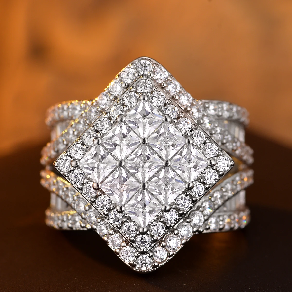 S925 Silver Wide Ring square 5A zirconia layered design daily engagement party girlfriend gift with gift box
S925 Silver Wide Ring square 5A zirconia layered design daily engagement party girlfriend gift with gift box