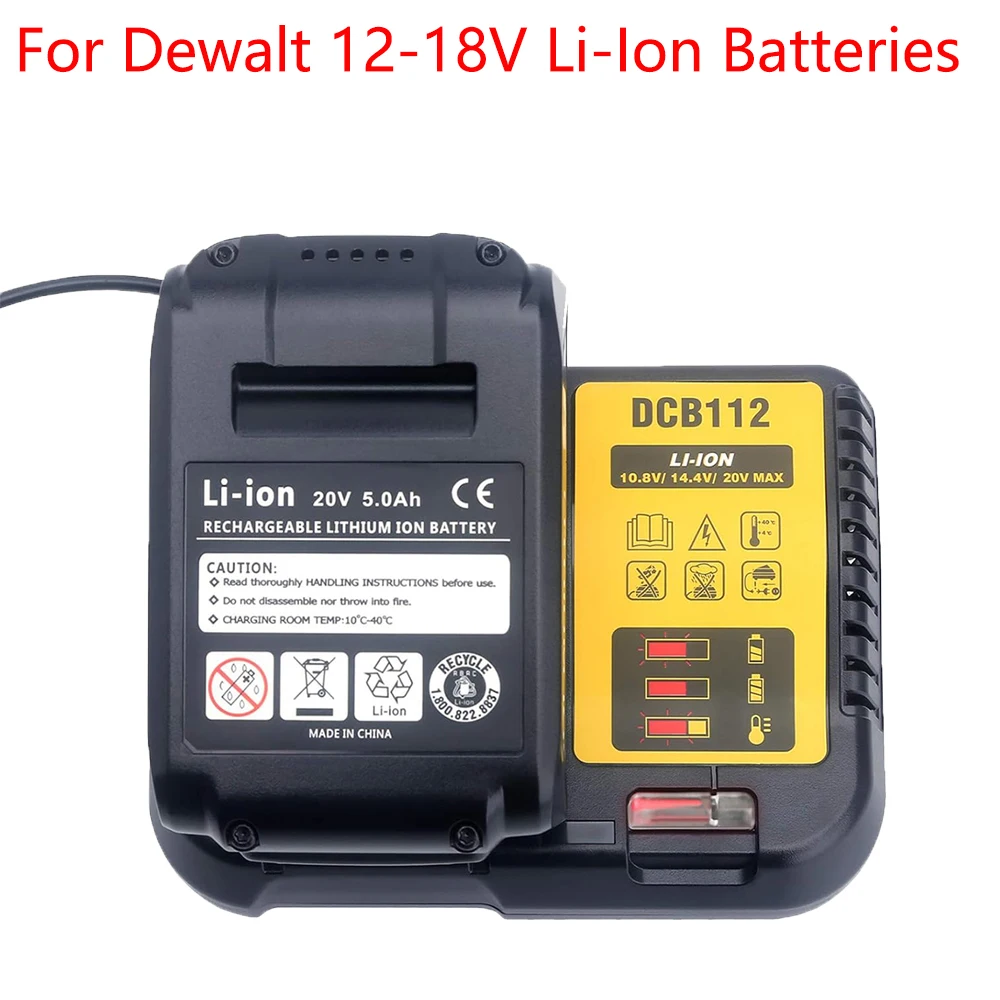 Rechargeable Battery Charger DCB112 Rapid Charger Compatible with For Dewalt 20V Lithium Batteries DCB206 DCB204 DCB230 DCB240
Rechargeable Battery Charger DCB112 Rapid Charger Compatible with For Dewalt 20V Lithium Batteries DCB206 DCB204 DCB230 DCB240