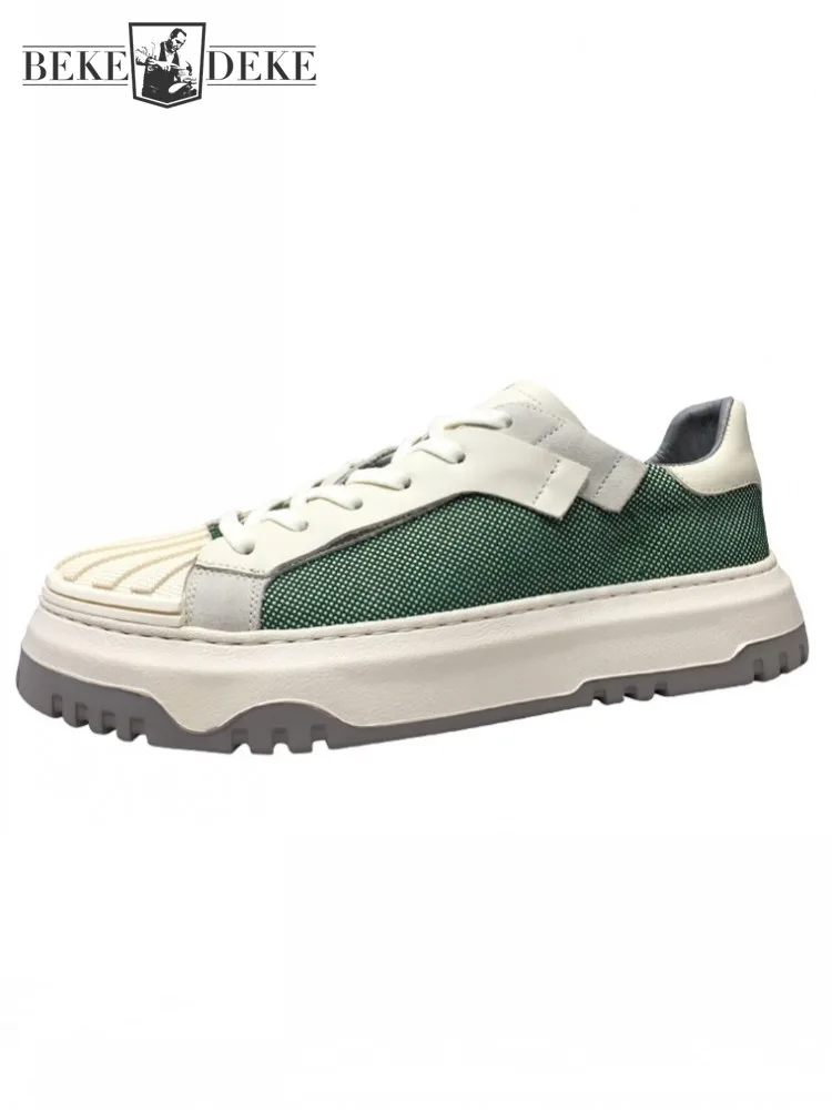 Summer Footwear Mens Casual Jogging Sneakers Lace Up Genuine Leather Designer Patchwork Canvas Shoes Round Toe Platform Shoes
Summer Footwear Mens Casual Jogging Sneakers Lace Up Genuine Leather Designer Patchwork Canvas Shoes Round Toe Platform Shoes