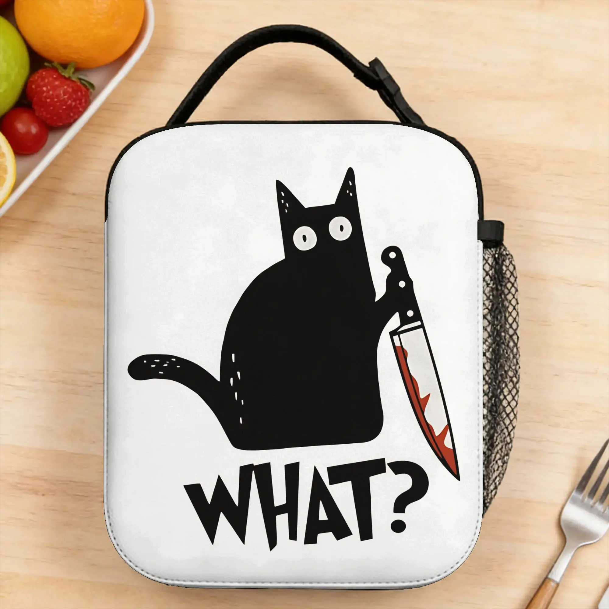 Lunch Bag Cat What Murderous Black Cat With Knife Picnic Lunch Box For Men Leisure Portable Zipper Designer Cooler Bag
Lunch Bag Cat What Murderous Black Cat With Knife Picnic Lunch Box For Men Leisure Portable Zipper Designer Cooler Bag