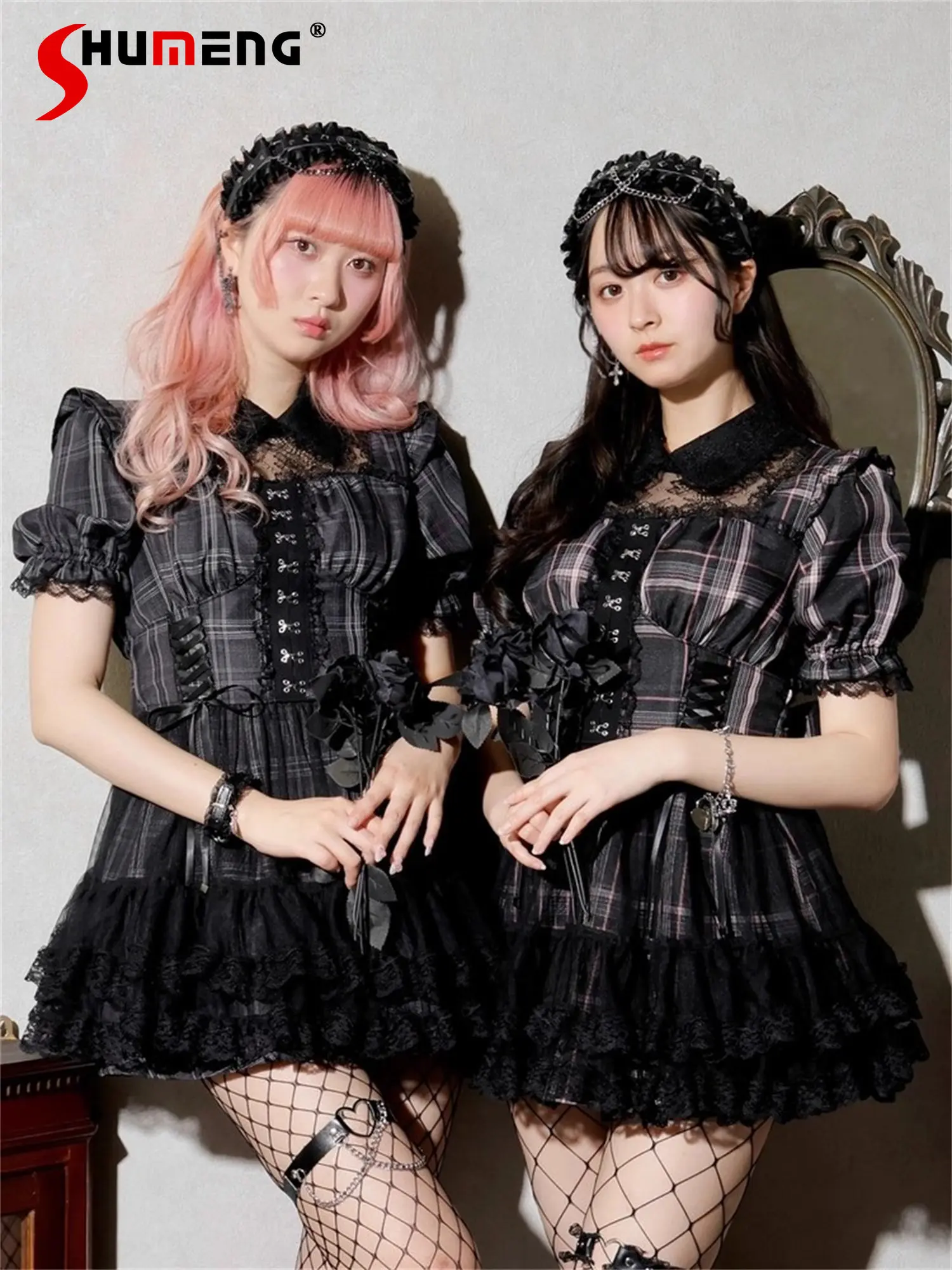 Japanese Mines Style Mass-produced Sweet Cute Lolita Short-sleeved Lace Dress High-waisted Shorts Plaid Two-piece Set for Women
Japanese Mines Style Mass-produced Sweet Cute Lolita Short-sleeved Lace Dress High-waisted Shorts Plaid Two-piece Set for Women