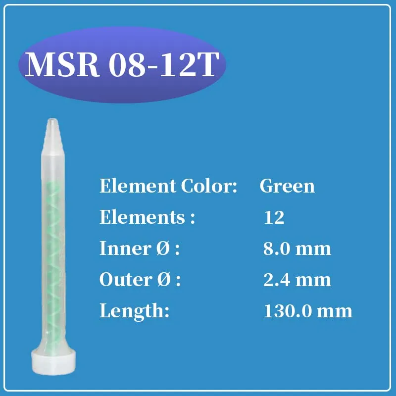 Двухкомпонентный динамический миксер MSR 08-12T — 100 шт. для смешивания и смешивания
Двухкомпонентный динамический миксер MSR 08-12T — 100 шт. для смешивания и смешивания