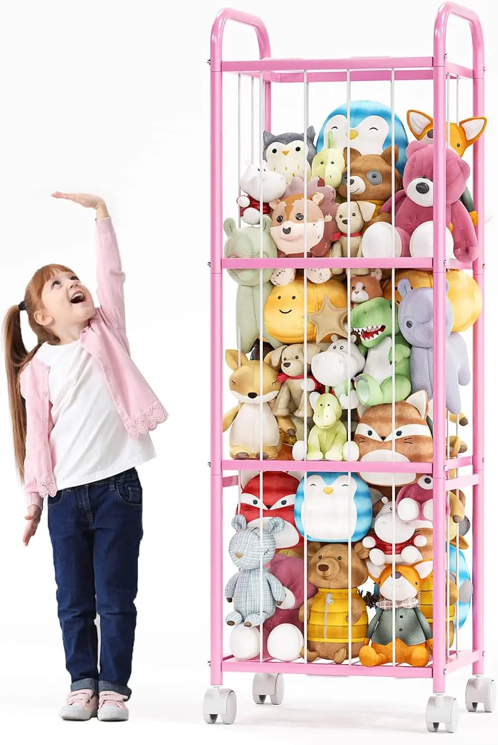 Heavy-Duty Metal Toy Organizer with Wheels - Holds 50+ Stuffed Animals, Space-Saving Cage for Kids' Room
Heavy-Duty Metal Toy Organizer with Wheels - Holds 50+ Stuffed Animals, Space-Saving Cage for Kids' Room