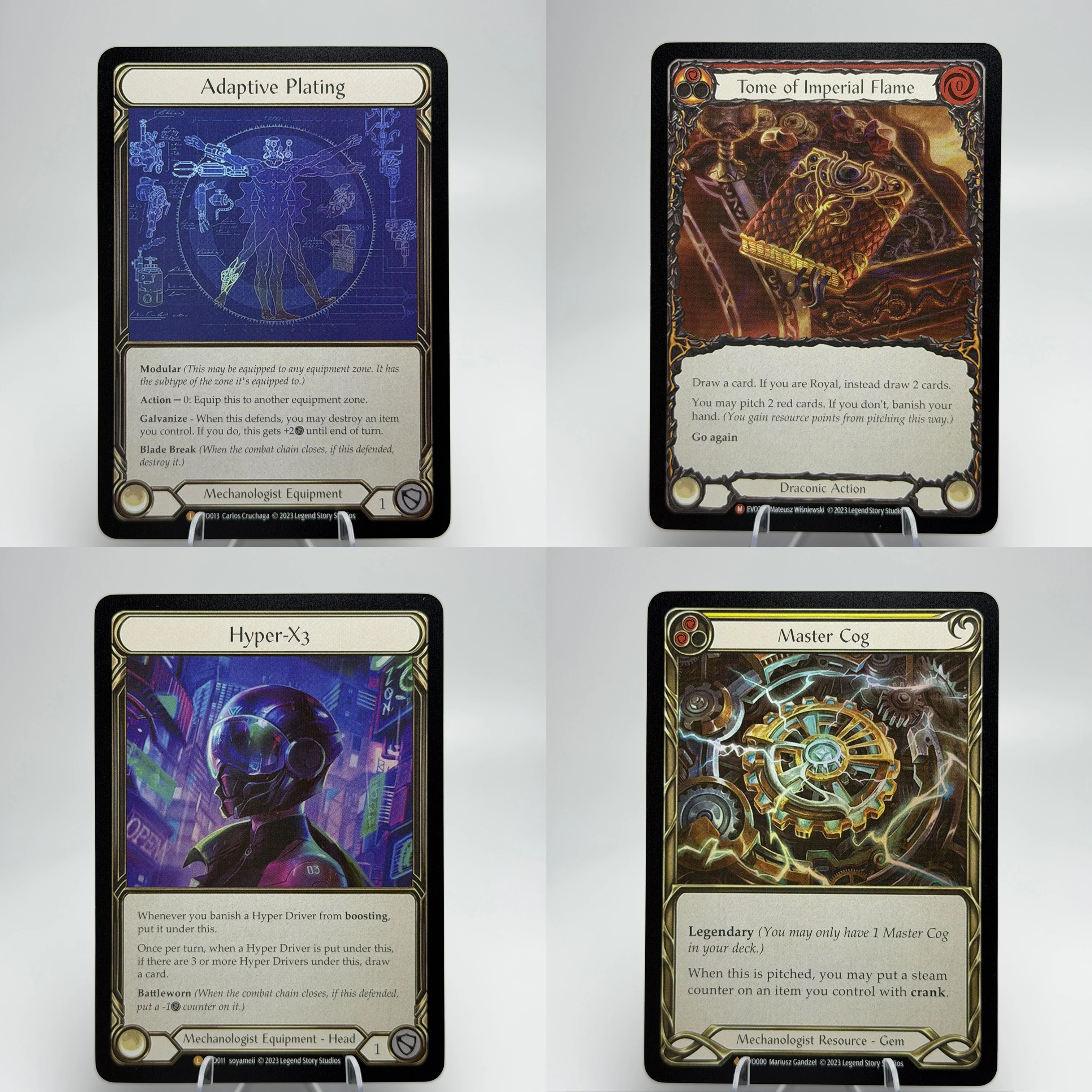 FAB TCG Everfest EVO000/011/013/245 Mechanologist Draconic Legendary / Majestic Rainbow Foil Proxy Collection Cards
FAB TCG Everfest EVO000/011/013/245 Mechanologist Draconic Legendary / Majestic Rainbow Foil Proxy Collection Cards