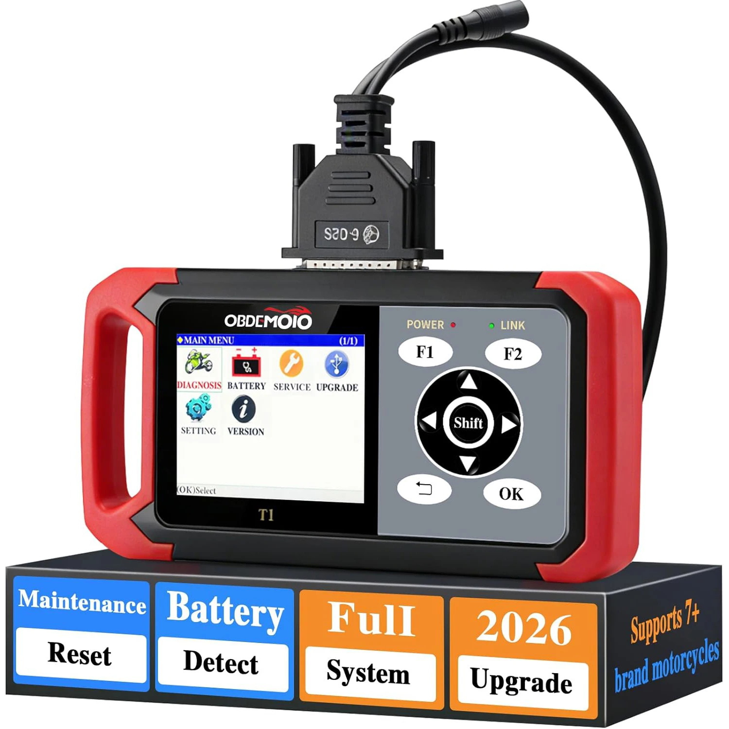 Motorcycle Scanner, T1 OBD2 Euro 5 Motorcycle Scan Tool, 3.5'' LCD Diagnostic Tool for Honda Yamaha Kawasaki Suzuki KTM CFMOTO
Motorcycle Scanner, T1 OBD2 Euro 5 Motorcycle Scan Tool, 3.5'' LCD Diagnostic Tool for Honda Yamaha Kawasaki Suzuki KTM CFMOTO
