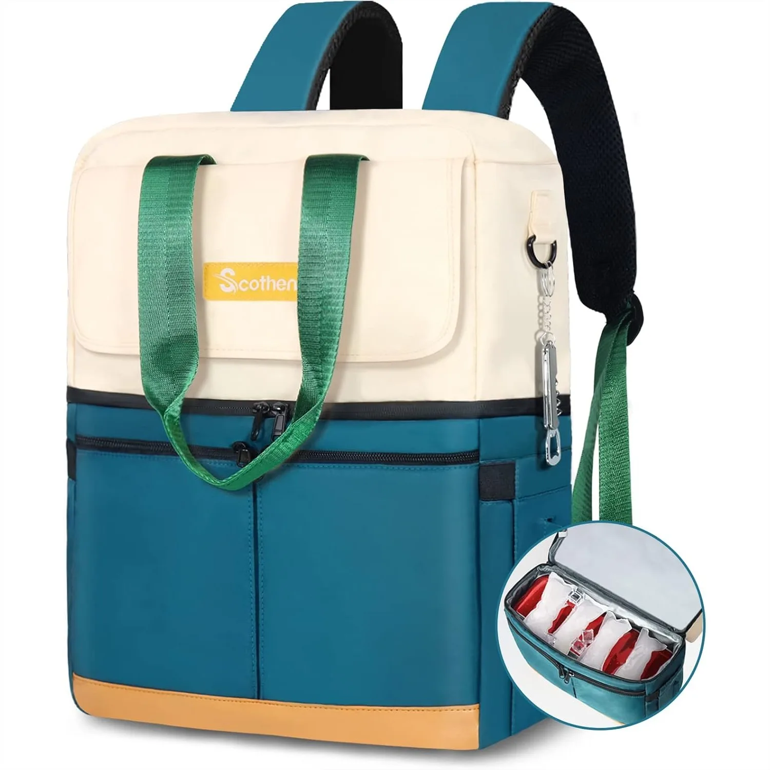 Insulated Cooler Backpack with Double Decker & 12 Ice Packs, Keeps Drinks Cold for 8 Hours, Waterproof Leak Proof for Beach
Insulated Cooler Backpack with Double Decker & 12 Ice Packs, Keeps Drinks Cold for 8 Hours, Waterproof Leak Proof for Beach