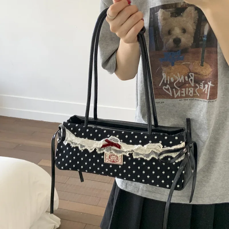 Women's Tote Bag Korean Polka Dot Y2k Fashion Sweet Girl Lace Bow Design Zipper Underarm Bag Exquisite Purse Large Shoulder Bag
Women's Tote Bag Korean Polka Dot Y2k Fashion Sweet Girl Lace Bow Design Zipper Underarm Bag Exquisite Purse Large Shoulder Bag