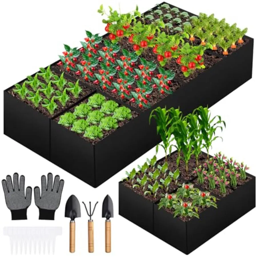 Fabric Raised Garden Bed, 6 x3 x1 FT Large Garden Grow Bags Rectangle Breathable Planting Containers with 4 Grids Reusable Heav
Fabric Raised Garden Bed, 6 x3 x1 FT Large Garden Grow Bags Rectangle Breathable Planting Containers with 4 Grids Reusable Heav
