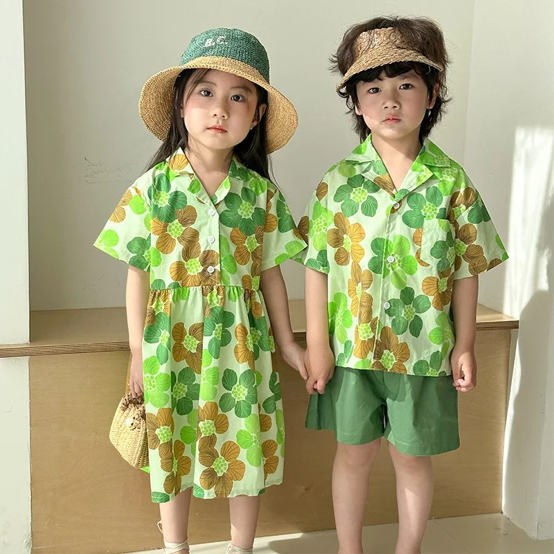 Children Short Sleeve Clothes Set 2025 Summer New Boys Shirts Shorts 2pcs Suit Girls Flower Dress Kids Brother Sisters Outfits
Children Short Sleeve Clothes Set 2025 Summer New Boys Shirts Shorts 2pcs Suit Girls Flower Dress Kids Brother Sisters Outfits
