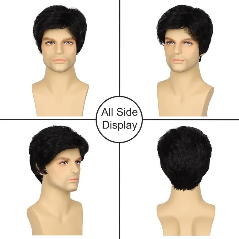 Men's Short Synthetic Curly Hair Wig Short Black Men's Wigs+Wig Cap
Men's Short Synthetic Curly Hair Wig Short Black Men's Wigs+Wig Cap