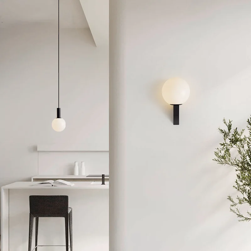 Minimalist Design LED Pendant Lights Black White Round Ball Bedside Wall Lamp Led G9 Bulb Luminaria Home Decor Lighting Fixture
Minimalist Design LED Pendant Lights Black White Round Ball Bedside Wall Lamp Led G9 Bulb Luminaria Home Decor Lighting Fixture