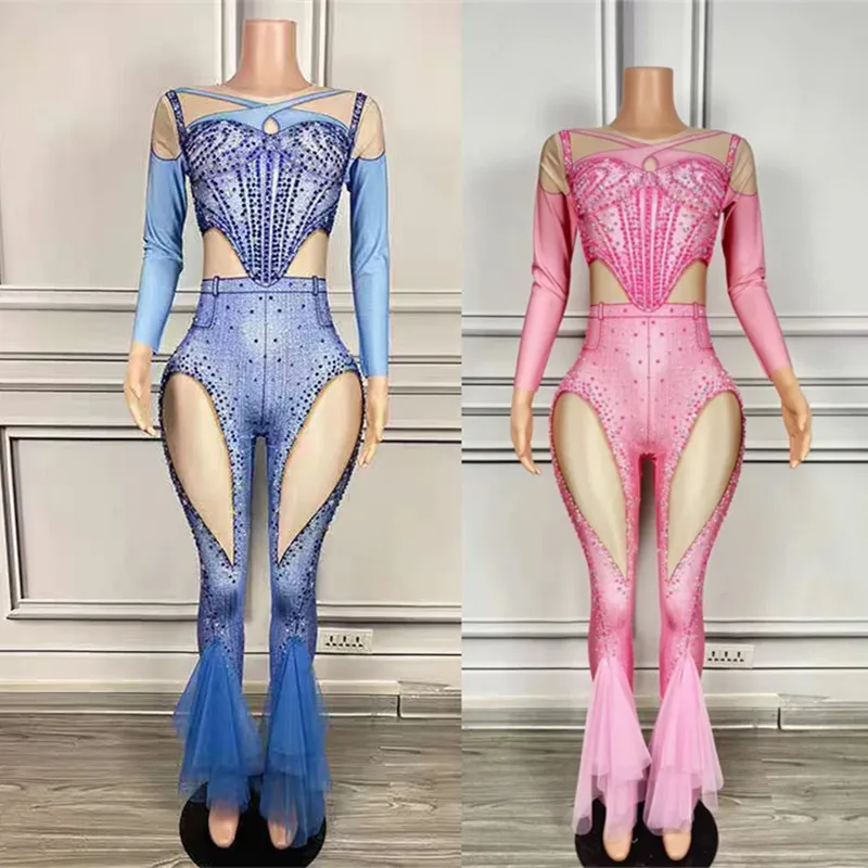 Women Stage Performance Costume Imitation Denim Printed Rhinestones Jumpsuit Sexy Birthday Party Tight Nightclub Bar Clothing
Women Stage Performance Costume Imitation Denim Printed Rhinestones Jumpsuit Sexy Birthday Party Tight Nightclub Bar Clothing