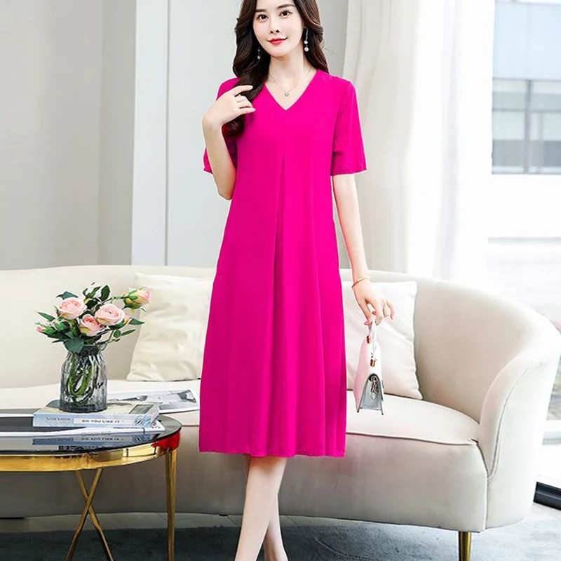 Fashion V-Neck Spliced Pockets Solid Color Midi Dress Women's Clothing 2025 Summer New Loose Commuter Short Sleeve Dresses
Fashion V-Neck Spliced Pockets Solid Color Midi Dress Women's Clothing 2025 Summer New Loose Commuter Short Sleeve Dresses