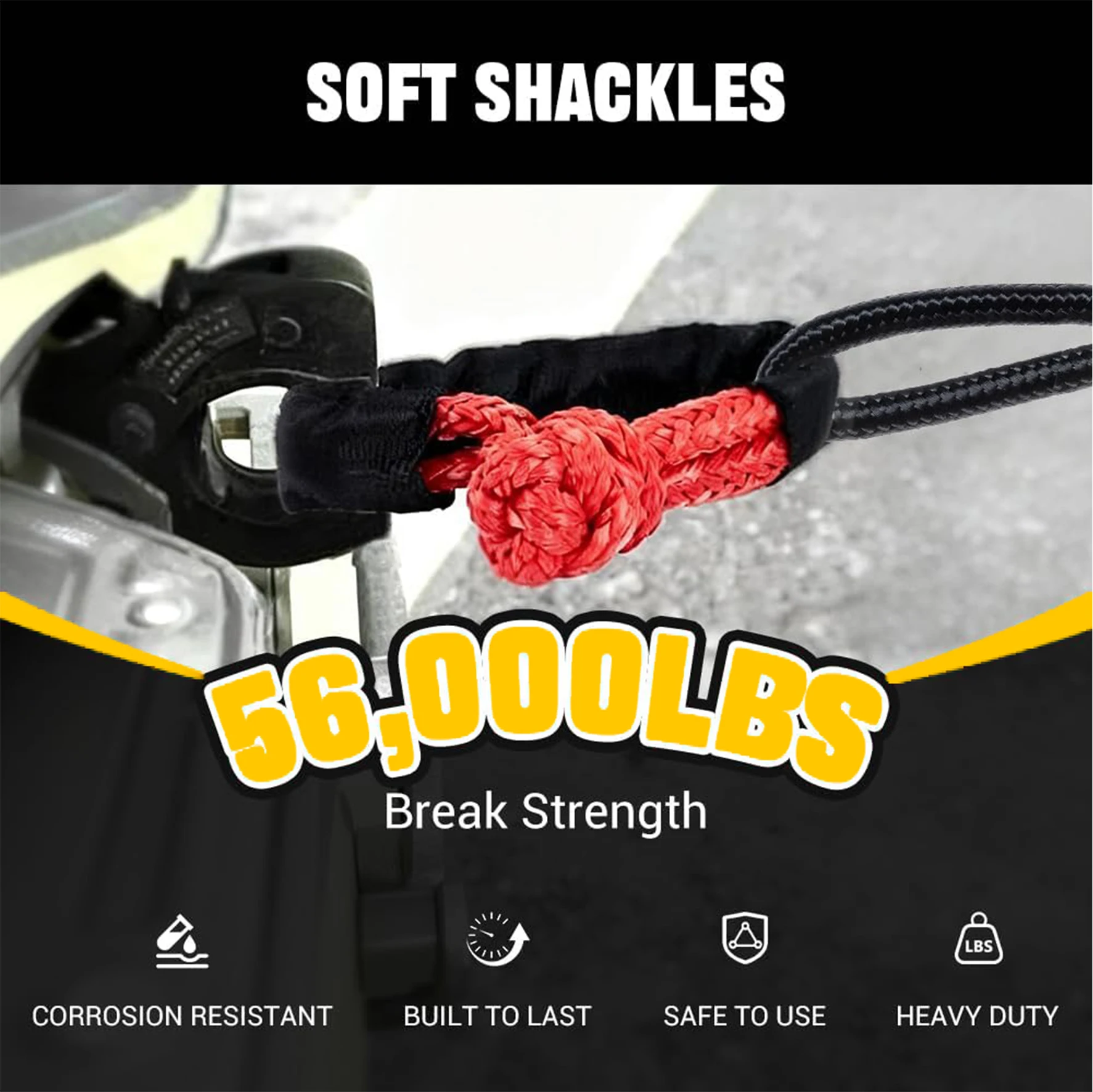 56000 Lbs Premium Tough Durable Universal Synthetic Fiber Soft Shackle with Protective Sleeve, Heavy Duty Off Road Recovery
56000 Lbs Premium Tough Durable Universal Synthetic Fiber Soft Shackle with Protective Sleeve, Heavy Duty Off Road Recovery