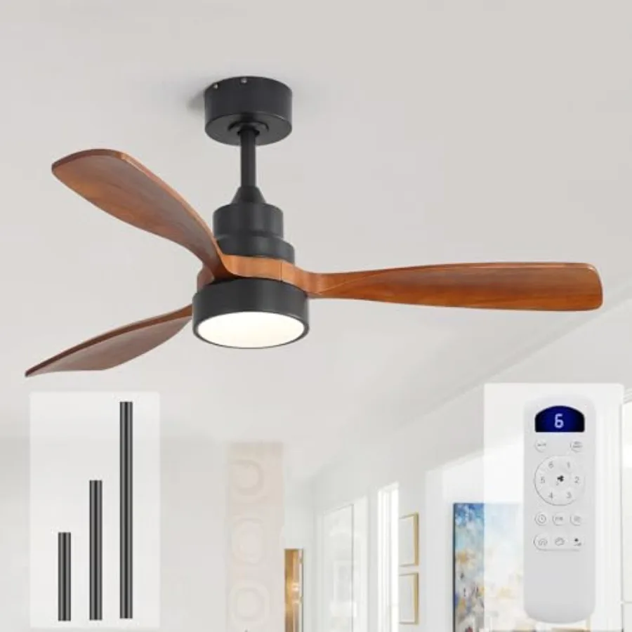 48 Inch Ceiling Fans with Lights and Remote Control for Bedroom Living Room Indoor Outdoor Farmhouse Patio, Black Walnut, Quiet
48 Inch Ceiling Fans with Lights and Remote Control for Bedroom Living Room Indoor Outdoor Farmhouse Patio, Black Walnut, Quiet