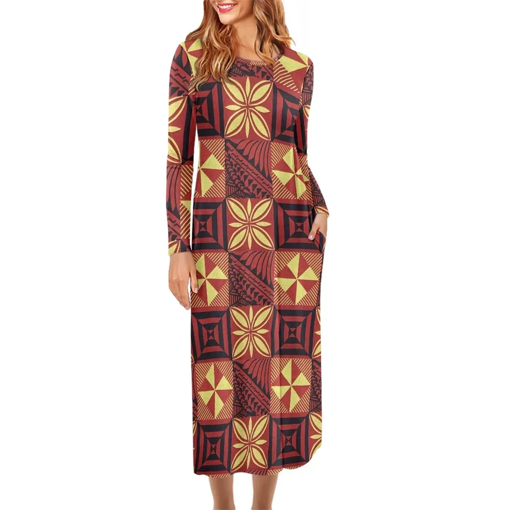 Fashionabe Loose Party O-neck Dress With Pocket Polynesian Tribal Fijian Tonga Flower Print Custom Long Sleeve Long Maxi Dresses
Fashionabe Loose Party O-neck Dress With Pocket Polynesian Tribal Fijian Tonga Flower Print Custom Long Sleeve Long Maxi Dresses