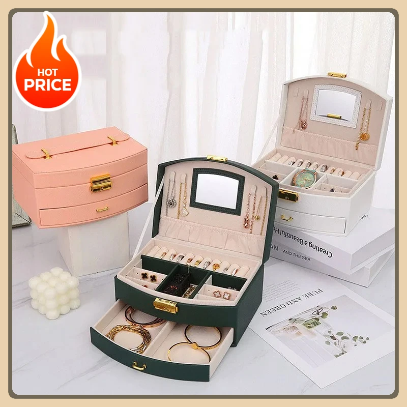 Хит продаж: портативный женский органайзер для украшений, домашний двухслойный кожаный футляр большой емкости для колец, серег и браслетов
Хит продаж: портативный женский органайзер для украшений, домашний двухслойный кожаный футляр большой емкости для колец, серег и браслетов