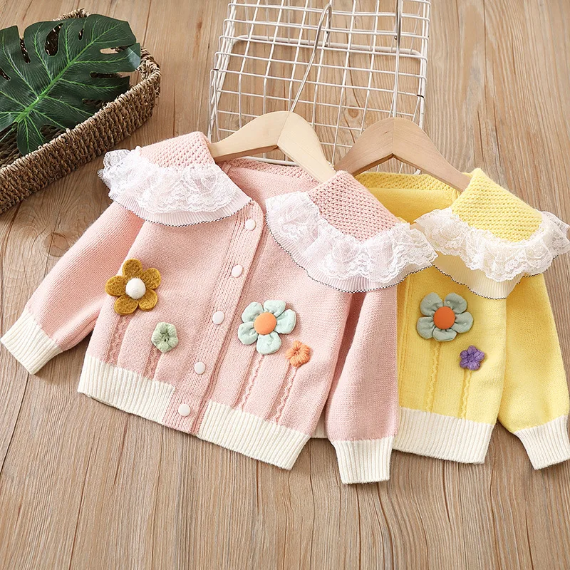 Children's Sweaters Floral Decoration Lace Turn Down Collar Knit Sweater Cardigan Toddler Girl Winter Clothes for 1-6 years old
Children's Sweaters Floral Decoration Lace Turn Down Collar Knit Sweater Cardigan Toddler Girl Winter Clothes for 1-6 years old