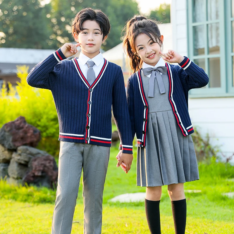 Child School Uniform outfits Navy Sweater cardigan+shirt+pants (dress)+tie 4pcs Boys girls JK clothes Suit Kid Student Class Set
Child School Uniform outfits Navy Sweater cardigan+shirt+pants (dress)+tie 4pcs Boys girls JK clothes Suit Kid Student Class Set